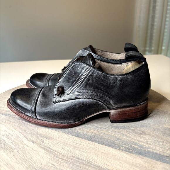 Freebird by Steven Mabel Black Leather Ankle Booties Women’s Size 7 Distressed - Picture 4 of 11